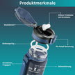 QLUR Water Bottle with Straw, 32oz Sports Motivational Water Bottle with Time Markings to Drink & Carry Strap & Clean Brush, 1L, Tritan, BPA Free, LeakProof for Women Men Gym Fitness Outdoor (1 Pack) 🍁 All In One Marketplace Canada