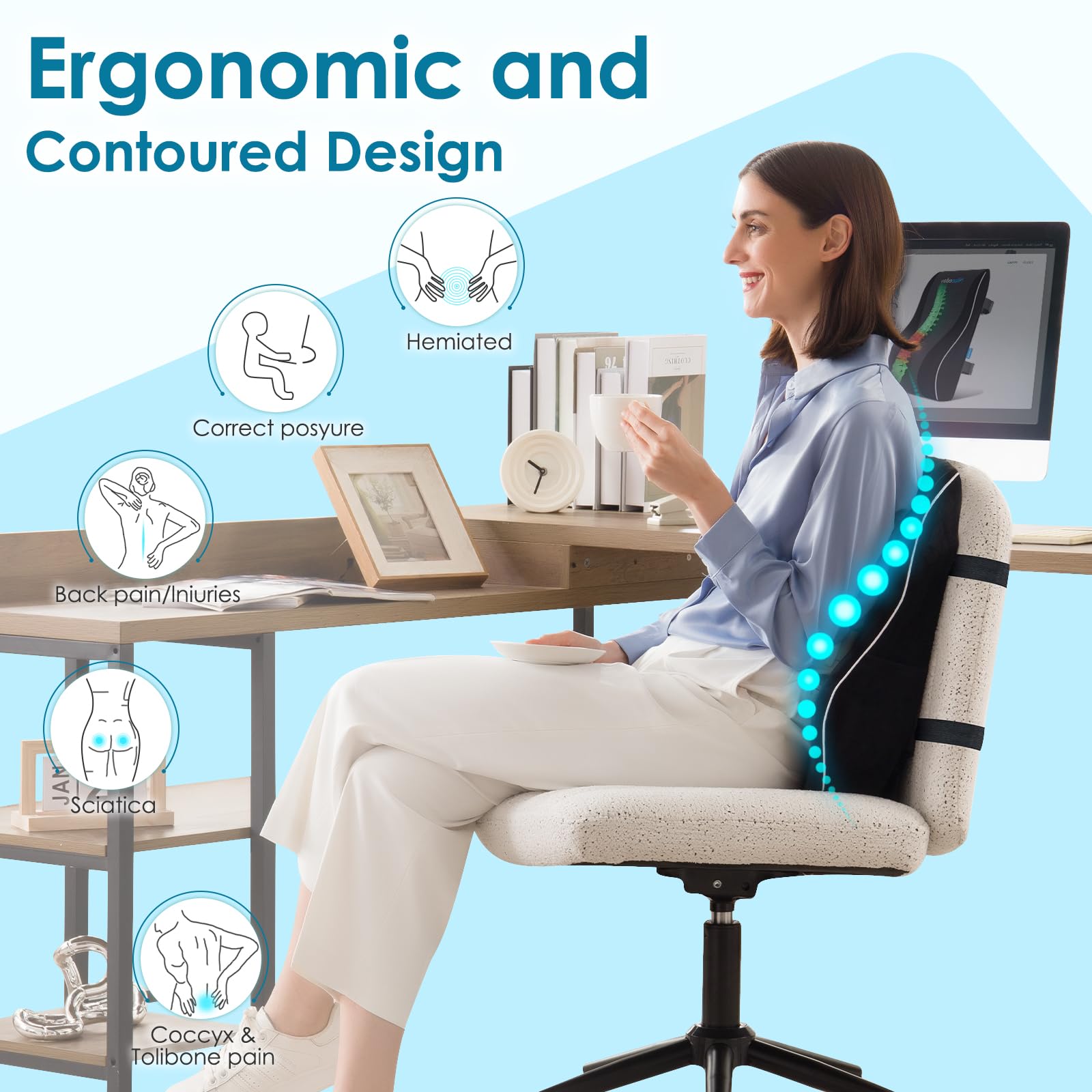 Lumbar Support Pillow for Office Chair Car Lumbar Pillow Lower Back Pain Relief Memory Foam Back Cushion with 3D Mesh Cover Gaming Chair Back Pillow Ergonomic Back Rest for Wheelchair Desk 🍁 All In One Marketplace Canada