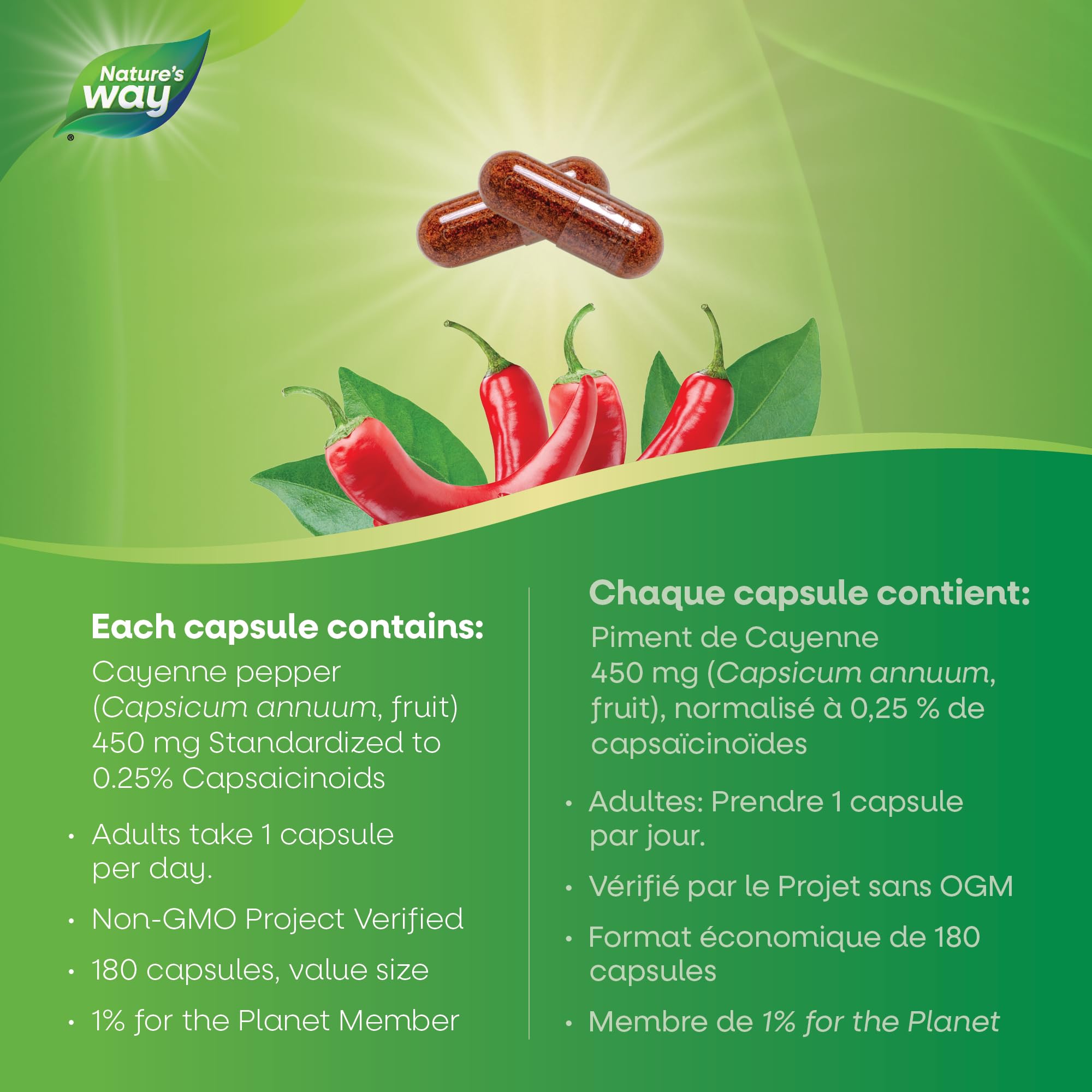 Nature’s Way Cayenne 40,000 HU – Herbal Digestion & Peripheral Circulation Supplement – Cayenne Pepper Capsules – Vegetarian, Non-GMO – 180 Capsules 🍁 All In One Marketplace Canada
