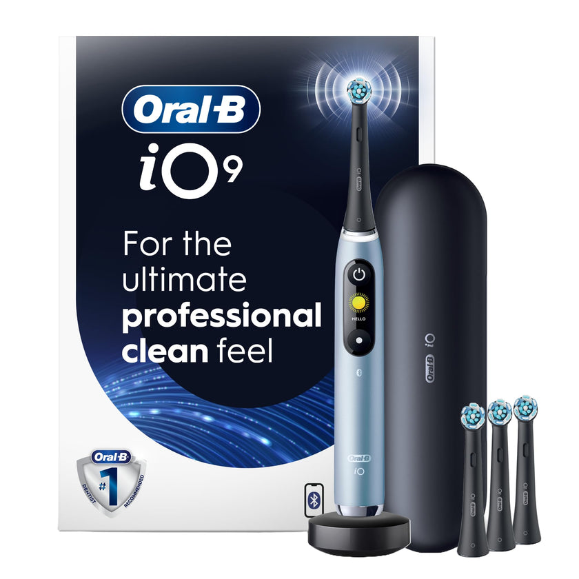 Oral-B iO9 Electric Toothbrush, for the Ultimate Professional Clean Feel, Aquamarine, Rechargeable Electric Toothbrushes, iO Series 9 with 1 Power Toothbrush, 4 Brush Heads, and 1 Charging Travel Case 🍁 All In One Marketplace Canada