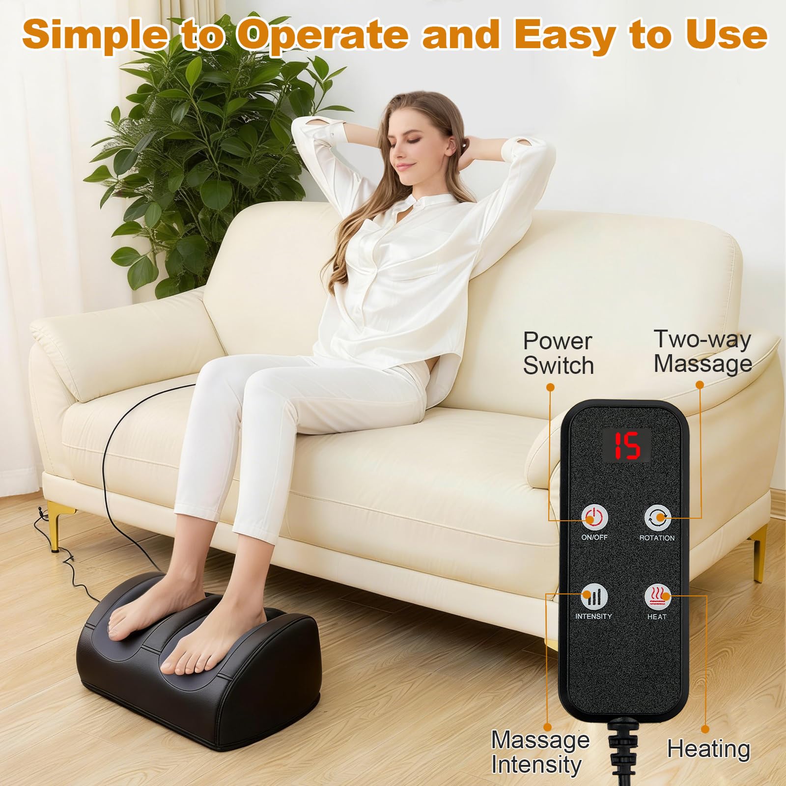 LINGTENG Foot Massager with Heat, with Massage Rollers, 3 Settings, Bi-Directional Rotation, Shiatsu Calf Massager for Calf, Foot and Sole Massage, Gift for Mum, Dad and Friends 🍁 All In One Marketplace Canada