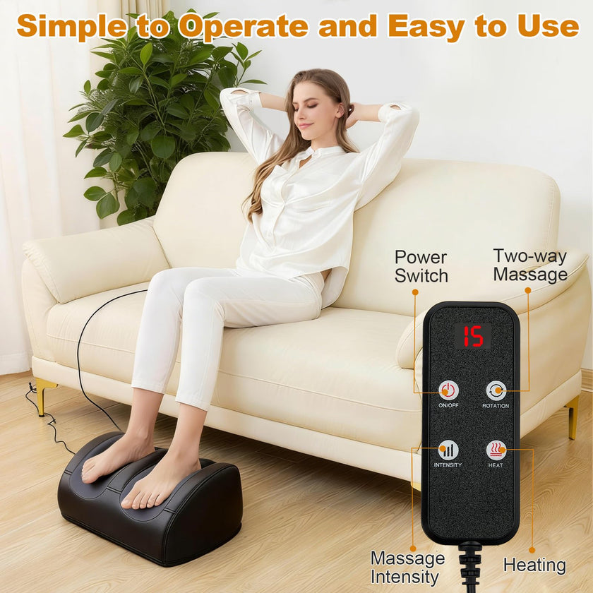 LINGTENG Foot Massager with Heat, with Massage Rollers, 3 Settings, Bi-Directional Rotation, Shiatsu Calf Massager for Calf, Foot and Sole Massage, Gift for Mum, Dad and Friends 🍁 All In One Marketplace Canada