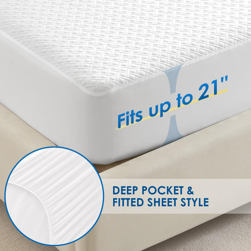Cozymaker Queen Size Mattress Protector, 100% Waterproof Mattress Cover Fitted 8