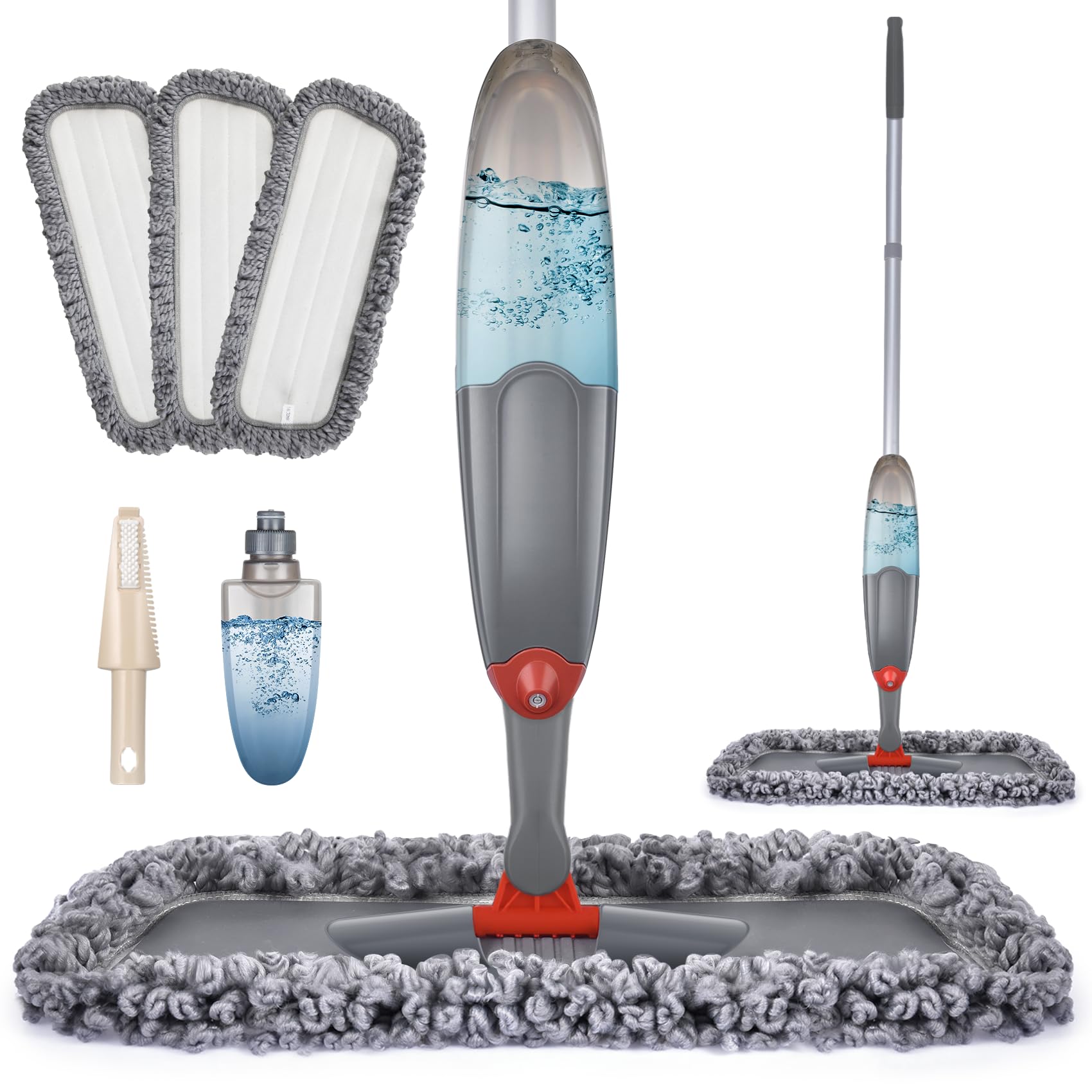 Spray Mop for Floor Cleaning, Domi-patrol Microfiber Floor Mop Dry Wet Mop Spray with 3 Washable Mop Pads & Refillable Bottle, Dust Cleaning Mop for Hardwood Laminate Tile Floors, Gray 🍁 All In One Marketplace Canada