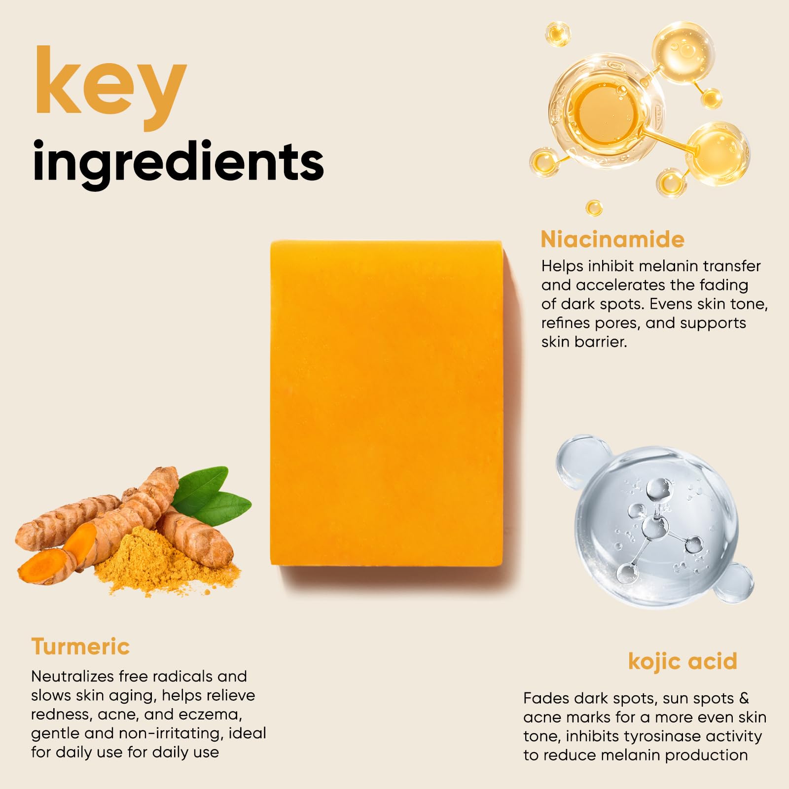 CADDISE Kojic Acid & Turmeric Soap Bars – Dark Spot Remover & Skin Care, Handmade Face & Body Wash Bars with Niacinamide, Shea Butter, Tea Oil, Vitamin C (2 Pack, 8.5 Oz) 🍁 All In One Marketplace Canada