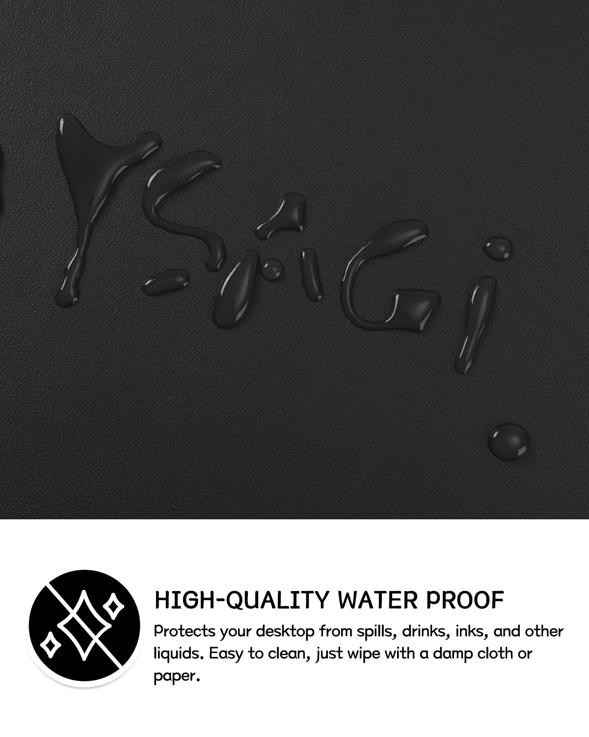 Non-Slip Desk Pad,Mouse Pad,Waterproof PVC Leather Desk Table Protector,Ultra Thin Large Desk Blotter, Easy Clean Laptop Desk Writing Mat for Office Work/Home/Decor(Black, 31.5