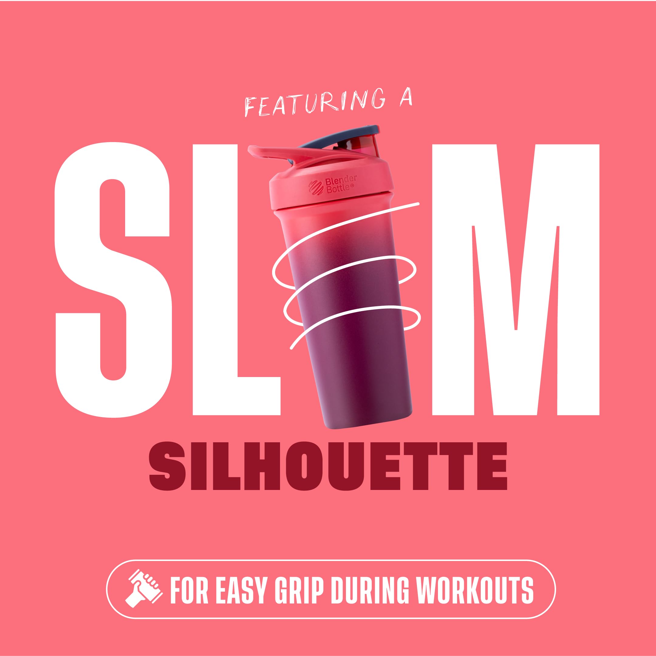 BlenderBottle Strada Sleek Shaker Cup Insulated Stainless Steel Water Bottle with Wire Whisk, 25-Ounce, Sangria Ombre 🍁 All In One Marketplace Canada