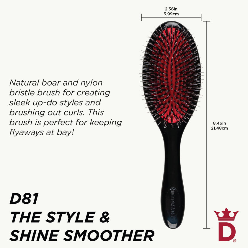 Denman Cushion Hair Brush (Medium) with Soft Nylon Quill Boar Bristles - Porcupine Style for Grooming, Detangling, Straightening, Blowdrying and Refreshing Hair – Black, P081M 🍁 All In One Marketplace Canada