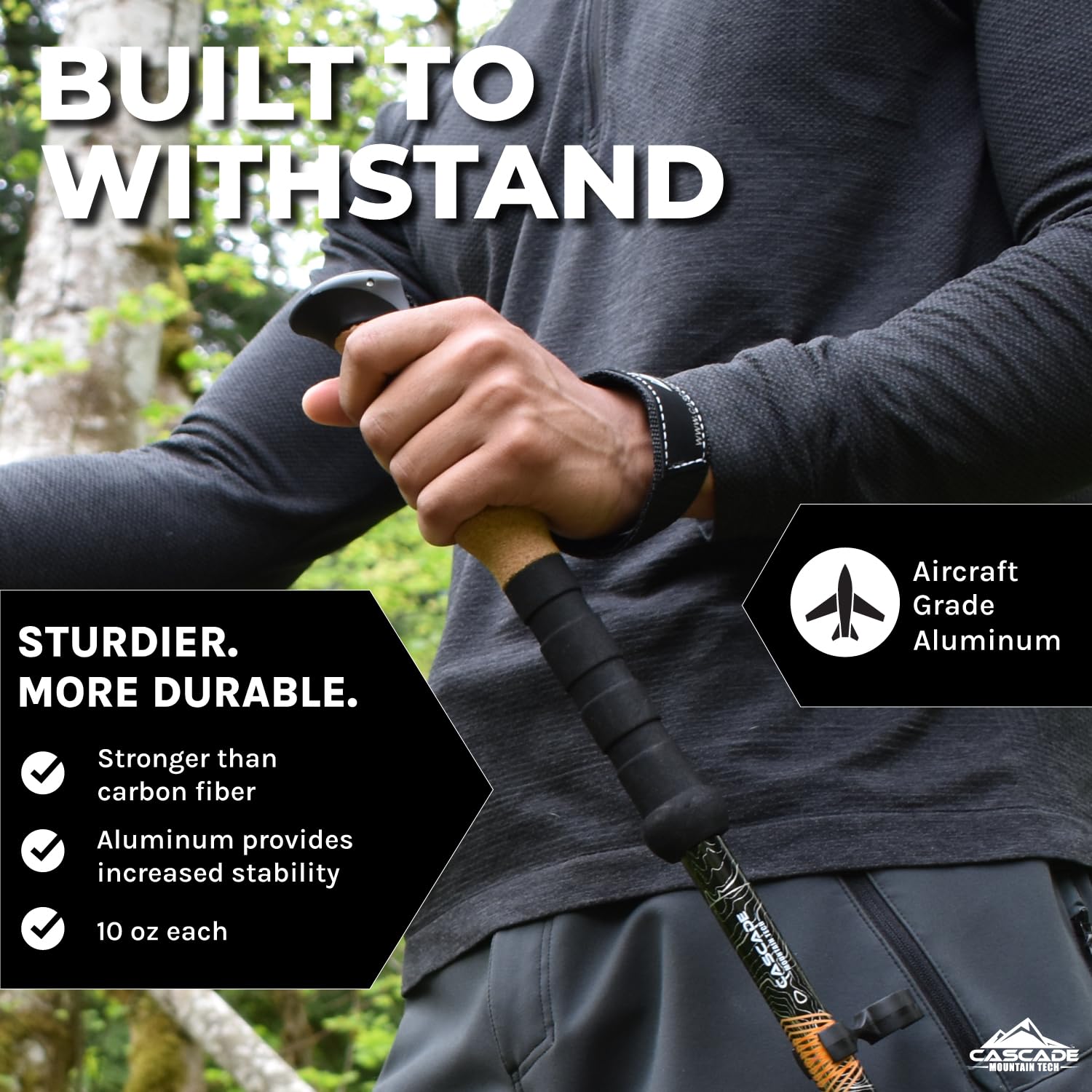 Cascade Mountain Tech Aluminum Adjustable Lightweight Trekking Poles with Cork Grip and Quick Lock for Hiking, Walking and Running in All Terrains 🍁 All In One Marketplace Canada