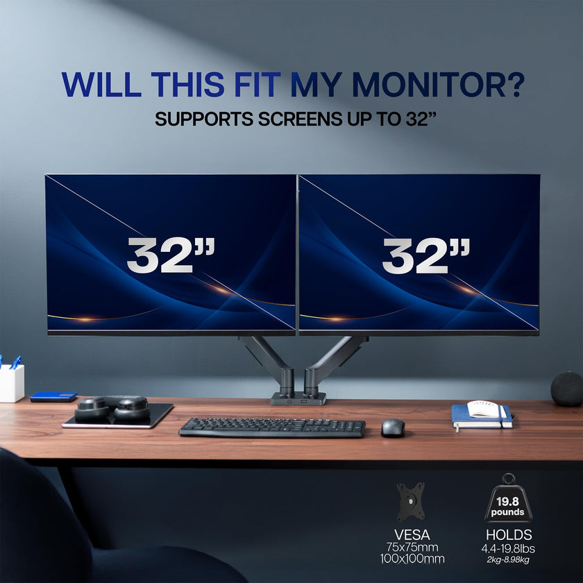 VIVO Dual Monitor up to 32 inches and 19.8 lbs per Screen, Pneumatic Arm Desk Mount, Articulating Counterbalance, VESA Stand, Classic, STAND-V002O 🍁 All In One Marketplace Canada