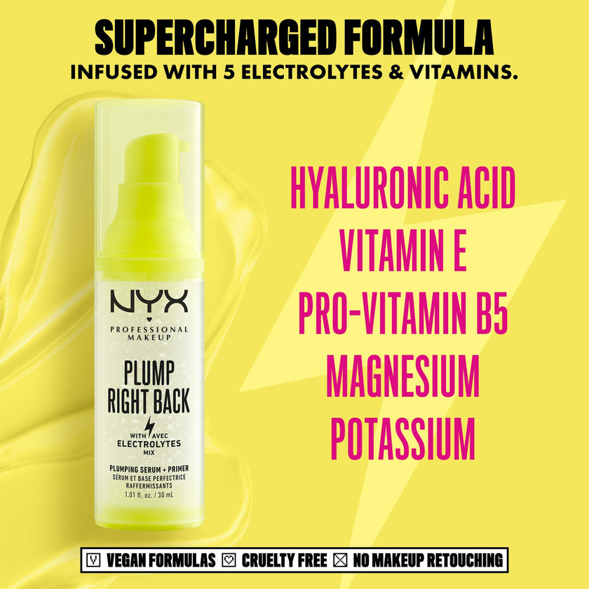 NYX Professional Makeup, Plump right back, Primer serum, Hydration, Vegan Formula - 01 Clear, 30mL 🍁 All In One Marketplace Canada