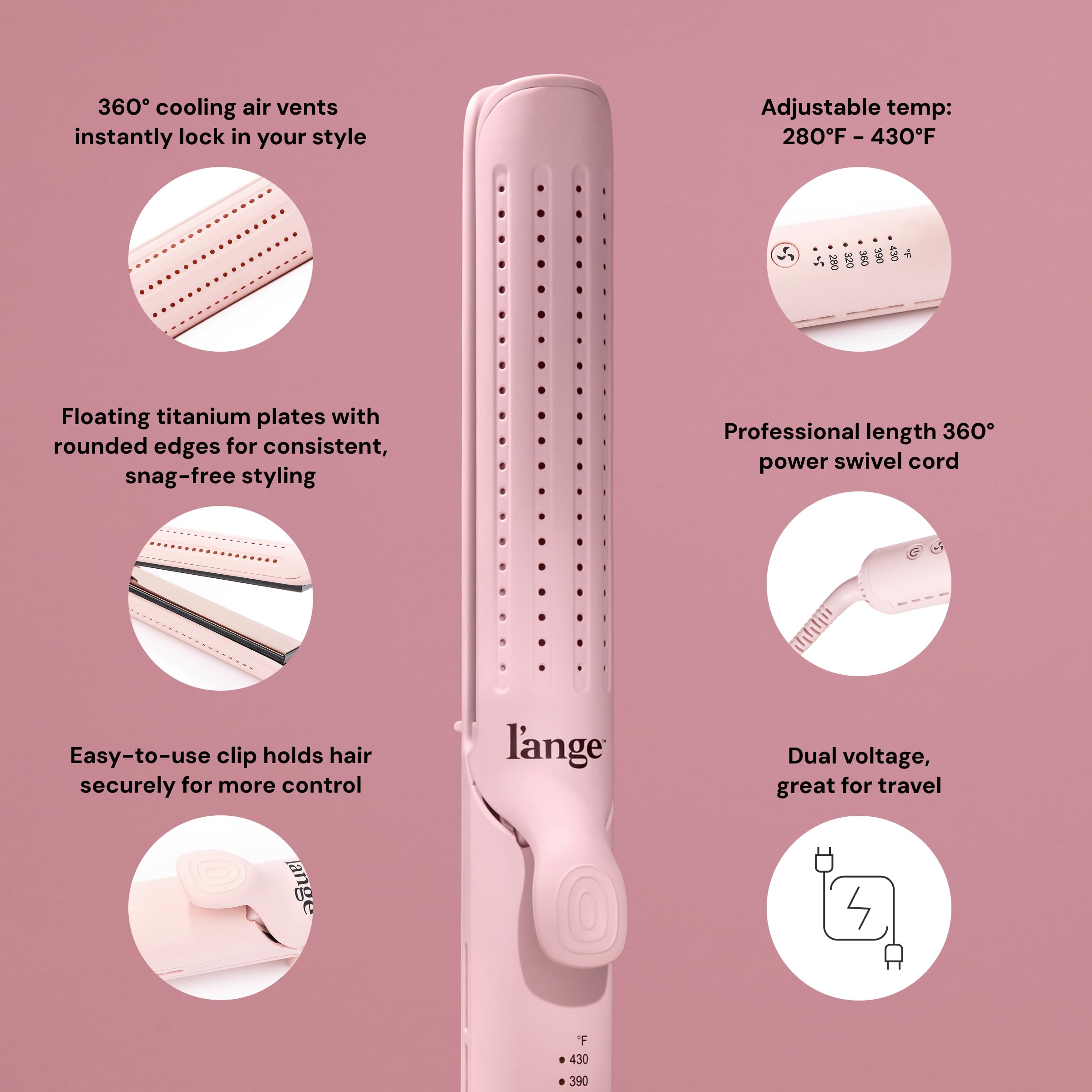 L'ANGE HAIR Le Duo Grande 360° Airflow Styler | 2-in-1 Curling Wand & Titanium Flat Iron Hair Straightener | Professional Hair Curler with Cooling Air Vents to Lock in Style | Adjustable Temp 🍁 All In One Marketplace Canada