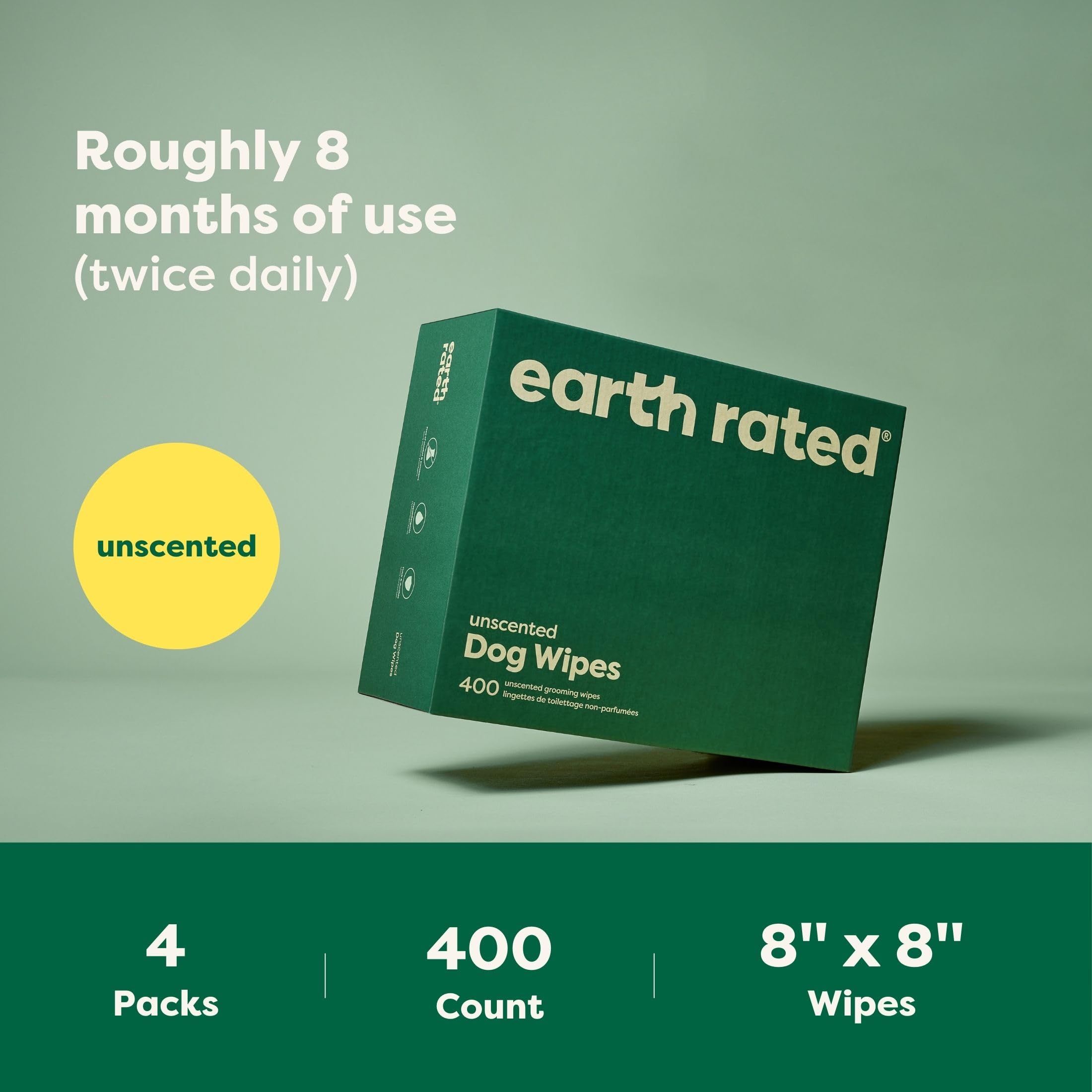 Earth Rated (A Canadian Company) Pet Wipes for Dogs and Cats, Hypoallergenic, Cleaning and Hydrating, for Grooming Paws, Body and Butt, Unscented, 400 Count 🍁 All In One Marketplace Canada