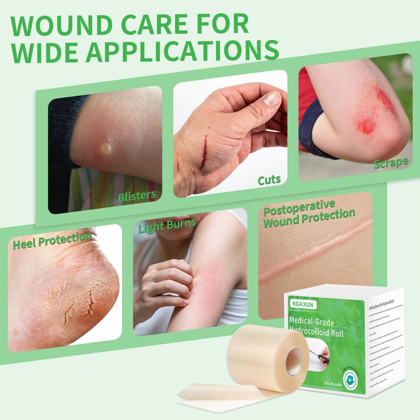 Hydrocolloid Bandages Roll for Wound Care, (2IN*5FT) Hydrocolloid Roll with Self-Adhesive, Cut-to-Size Patch Bandages, Ultra Absorbent, Waterproof, First Aid Kit Essential 🍁 All In One Marketplace Canada