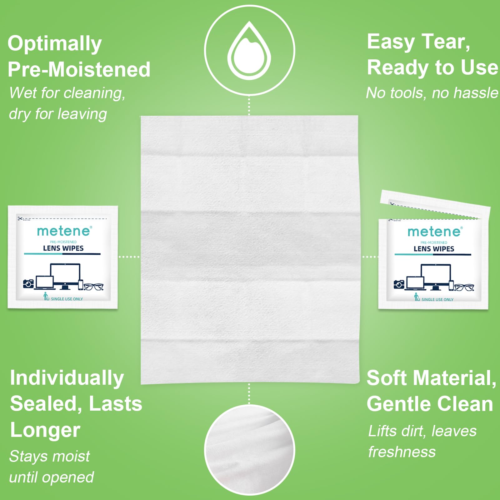 Metene Lens Wipes, 220 Pre-Moistened Individually Wrapped Glasses Wipes 🍁 All In One Marketplace Canada