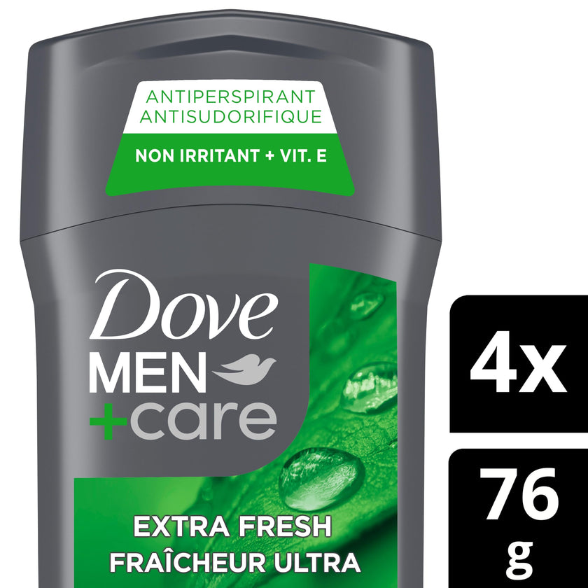Dove Men+Care Antiperspirant Stick for 72h sweat & odour protection Extra Fresh with Triple Action moisturizer to help prevent skin irritation caused by dryness, 76g (Pack of 4) 🍁 All In One Marketplace Canada