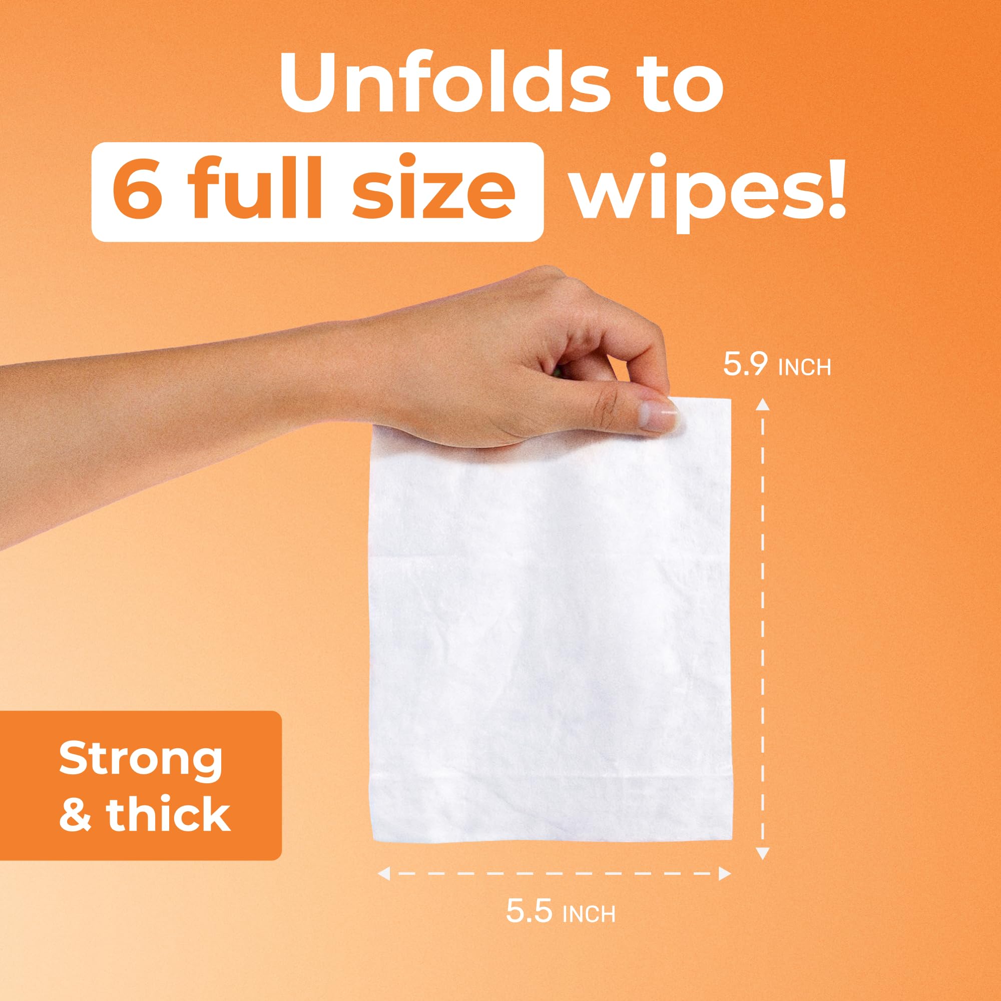 Impossibly Compact Travel Wipes - Skin-Friendly Wet Wipes, Hypoallergenic & Unscented for Adults, Kids & Baby Care - 10 Pack Total 60 Wipes 🍁 All In One Marketplace Canada