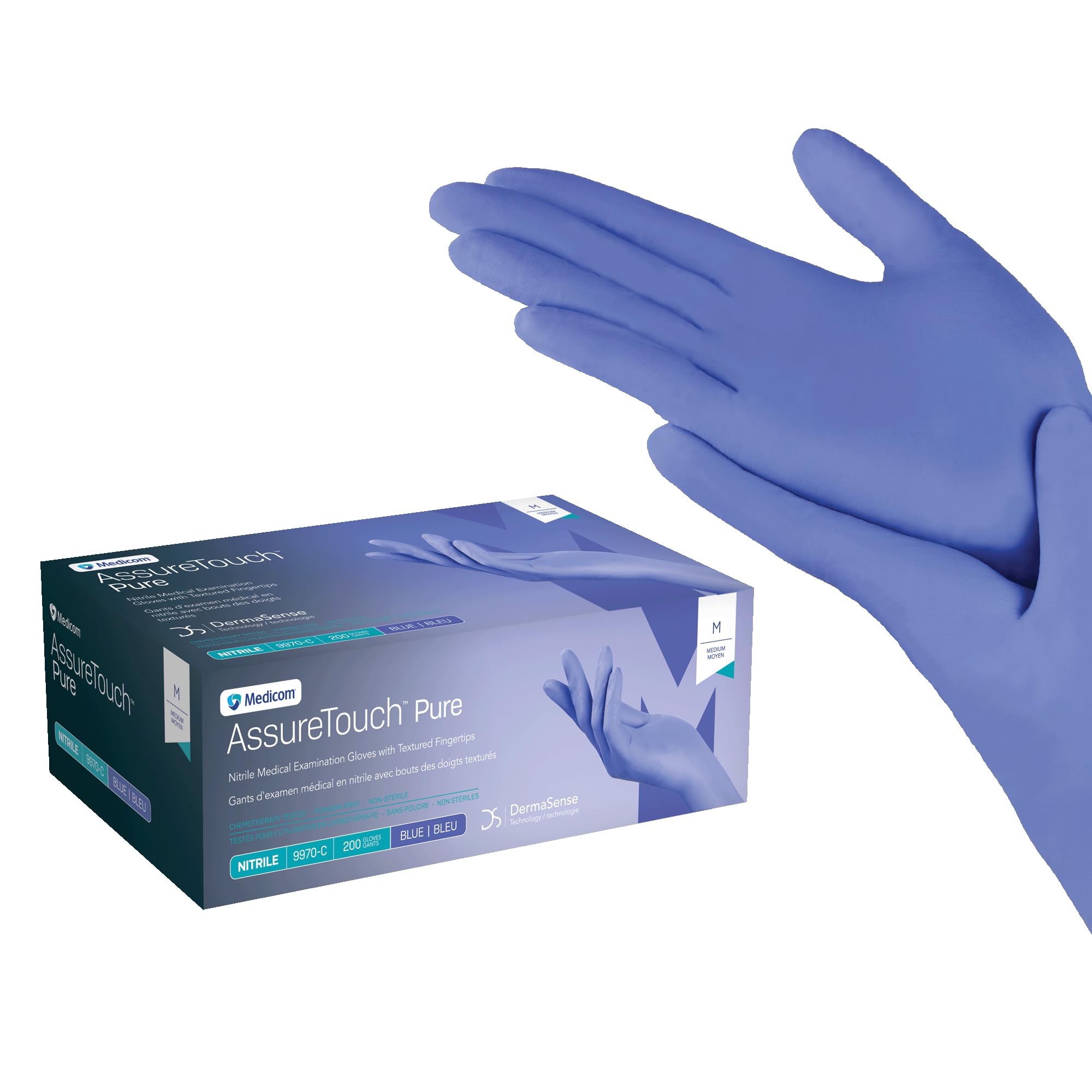 Medicom AssureTouch Pure Nitrile Medical Exam Gloves, Medium 3-Mil 200 Count, Disposable Latex Free Gloves, Powder Free 🍁 All In One Marketplace Canada