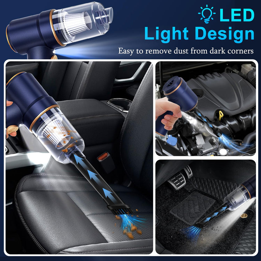 KMM Handheld Car Vacuum Cleaner, 19000Pa Vacuum Cleaner and Air Duster, 120W High Power Hand Held Vacuum with LED Light and Multi-Nozzles for Car, Home, Office, Pet Medium 🍁 All In One Marketplace Canada