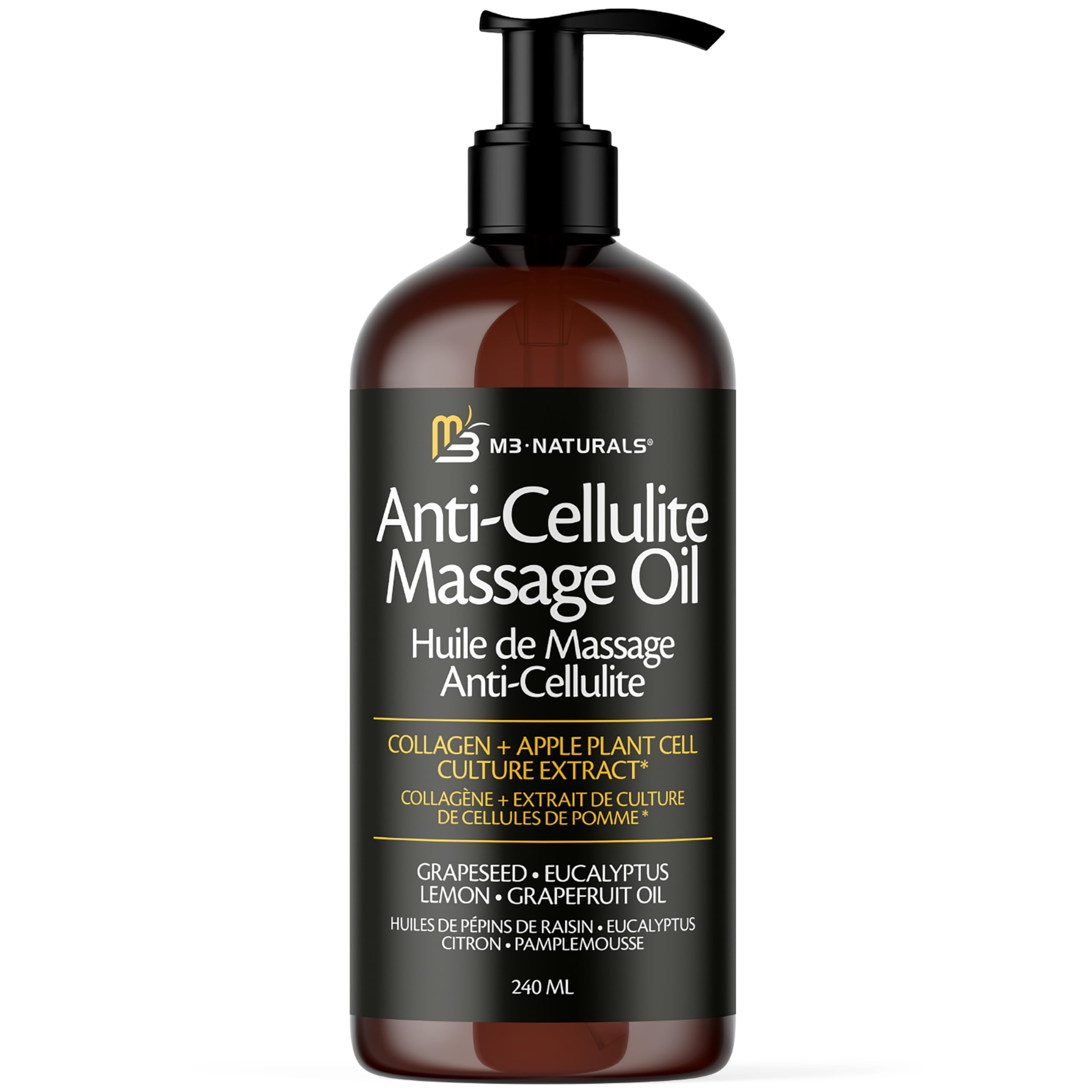 Firming Body Massage Oil with Collagen & Stem Cell – Helps Smooth the Appearance of Cellulite & Improve Skin Texture – Refreshing Aromatherapy Oil for Legs & Full Body – 8 fl oz by M3 🍁 All In One Marketplace Canada