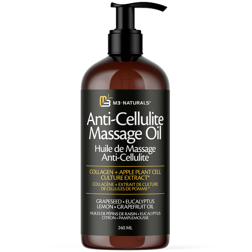 Firming Body Massage Oil with Collagen & Stem Cell – Helps Smooth the Appearance of Cellulite & Improve Skin Texture – Refreshing Aromatherapy Oil for Legs & Full Body – 8 fl oz by M3 🍁 All In One Marketplace Canada