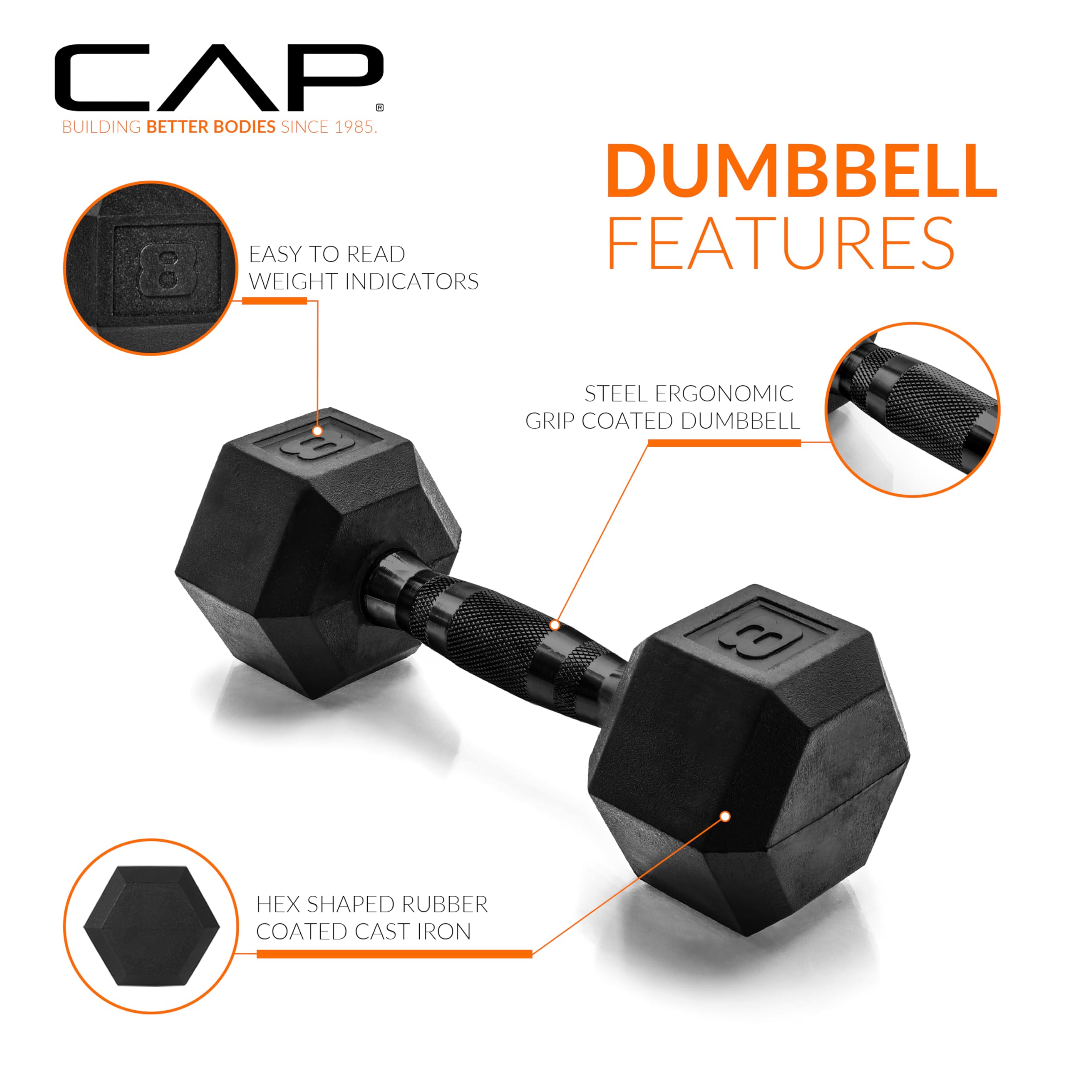 CAP Barbell 8 LB Coated Hex Dumbbell Pair with Black Handle 🍁 All In One Marketplace Canada