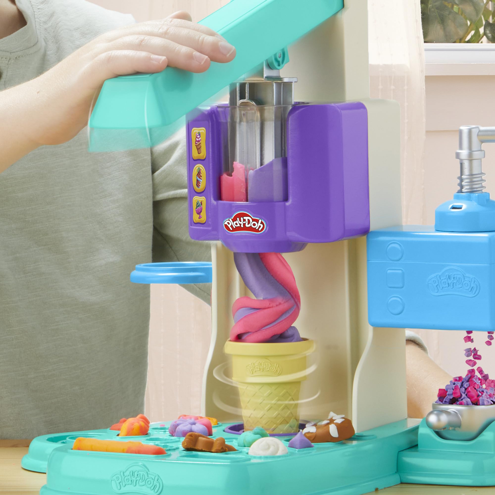Play-Doh Rainbow Swirl Ice Cream Playset with 7 Pretend Play Kitchen Accessories, Arts and Crafts Toys for 3 Year Old Girls and Boys and Up 🍁 All In One Marketplace Canada