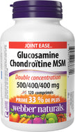 Webber Naturals Glucosamine Chondroitin MSM, Double Strength, 120 Tablets, Helps Relieve Joint Pain Associated with Osteoarthritis 🍁 All In One Marketplace Canada