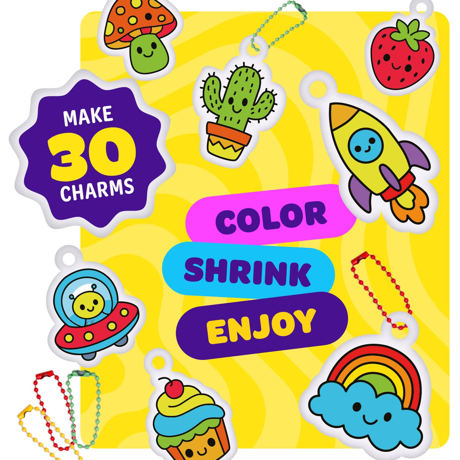Dan&Darci Shrink Art Craft Kit for Girls and Boys Ages 6-12 - Shrink Magic Charm Making Kit with 30 Pre-Cut Shrink Plastic Templates - Kids Craft Birthday Gift for 7 8 9 10 Year Olds 🍁 All In One Marketplace Canada