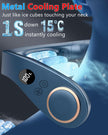 Sizet Neck Fan with Cooling Plate-USB 5500mAh Battery,24H Cooling,5 Speeds&3 Cooler Modes LED Display,Wearable Mini Portable Personal Fan,Quiet Neck Cooler for Women, Men, Kids, Travel, Outdoor, Blue 🍁 All In One Marketplace Canada