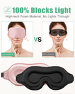 100% Blackout Sleep Mask for Women Men, 2 Packs 3D Contoured Eye Mask for Sleeping with Adjustable Strap, BeeVines Eye Mask for Eyelash Extensions Sleep Mask Blindfold, Soft Breathable Eye Shade Cover for Travel Yoga (Black & Pink)
