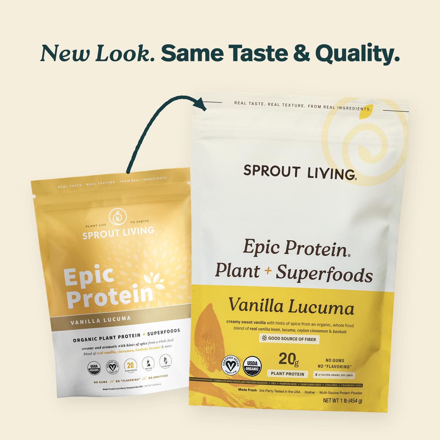 Sprout Living Epic Protein Powder, Vanilla Lucuma Flavor, Organic Plant Protein, Gluten Free, No Additives, 19 Grams Clean Vegan Protein (1 pound,13 servings) 🍁 All In One Marketplace Canada