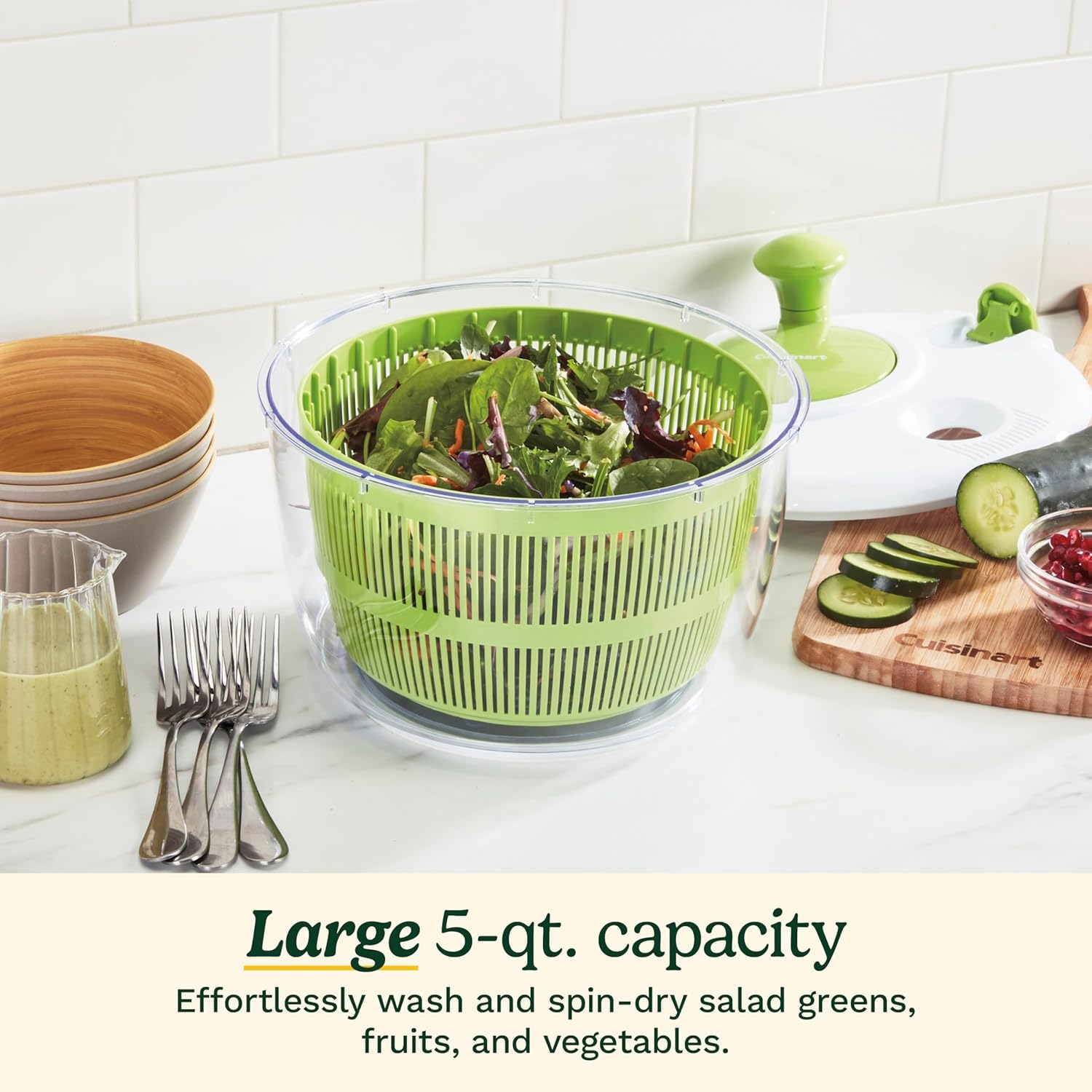 Cuisinart Salad Spinner with Easy-to-Spin Knob, 5-Qt Capacity (CTG-00-SASC) 🍁 All In One Marketplace Canada