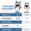 HOMLAND Foldable Rollator Walkers with Seat for Seniors, 8'' Big Wheels, 350 lb. Weight Capacity, Adjustable Handles and Seat Height, Lightweight Rolling Walker, Red 🍁 All In One Marketplace Canada