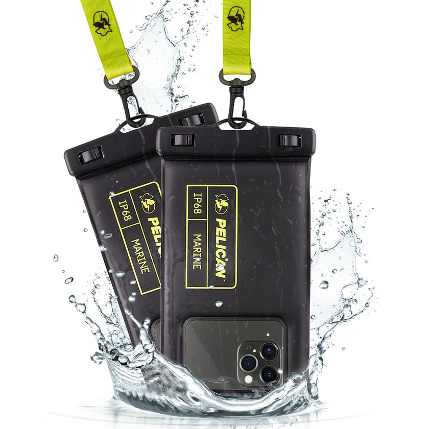 Pelican 2 Pack Marine Waterproof Phone Pouch (Regular) -Black/Hi-Vis Yellow 🍁 All In One Marketplace Canada