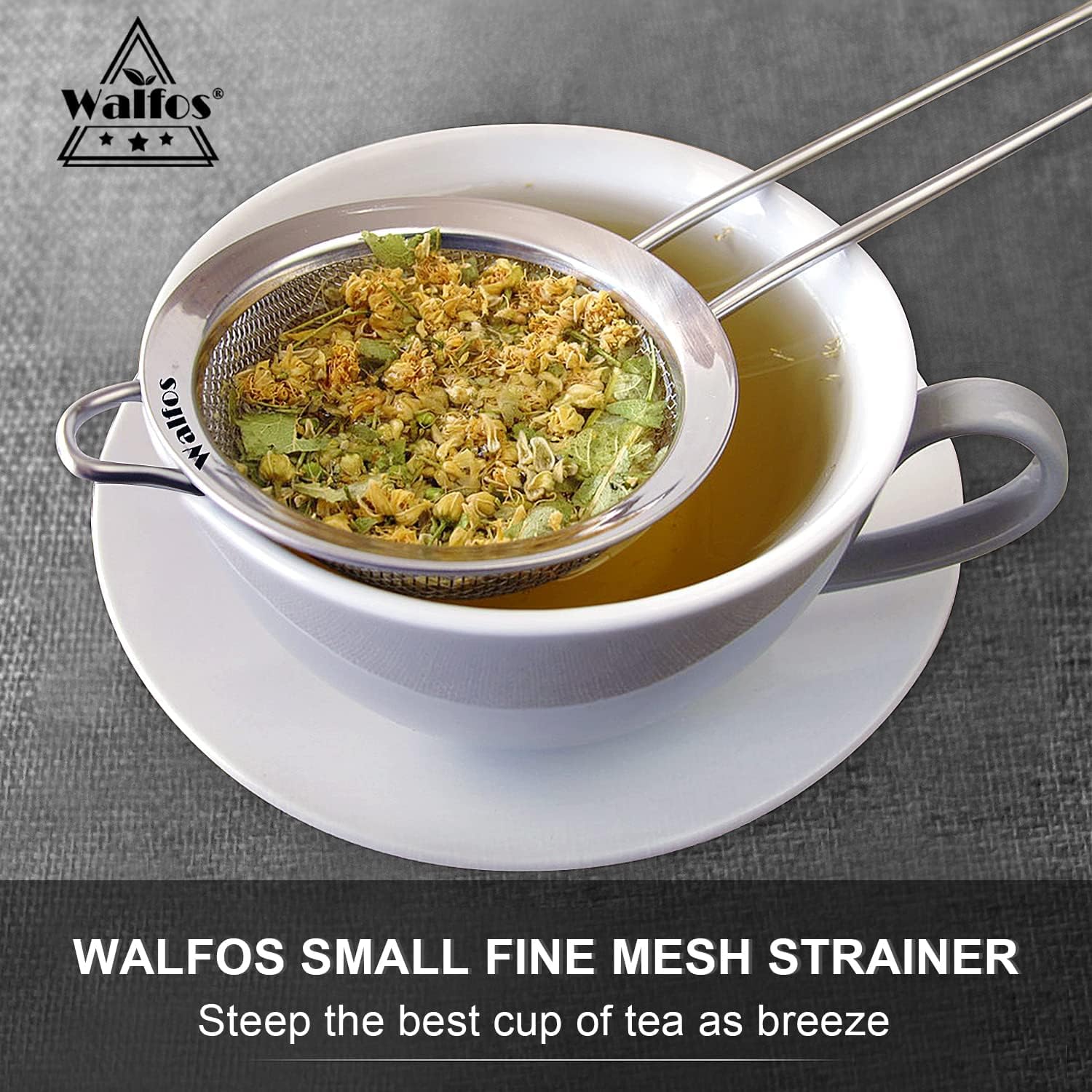 Walfos Fine Mesh Strainers Set, Premium Stainless Steel Sieve and Sifter with Sturdy Handle, Metal Kitchen Strainers Perfect for for Food, Rice, Quinoa, Fruit, Tea, Flour- 3 Sizes 🍁 All In One Marketplace Canada