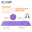 CAP Barbell High Density Exercise Yoga Mat with strap and Knee Pad 71