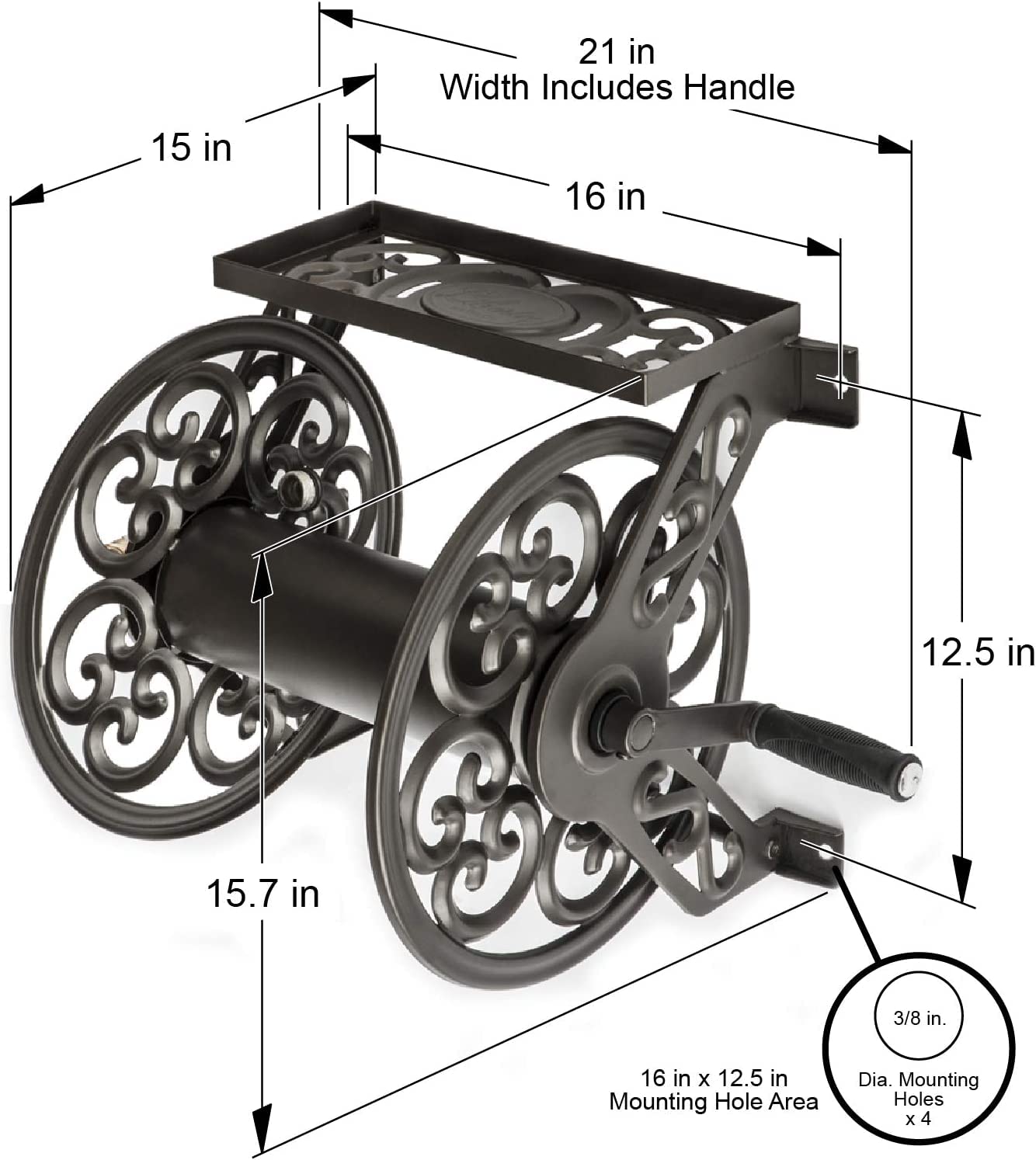 Liberty Garden No.708 Wall Mount Steel Decorative Hose Reel, Bronze 🍁 All In One Marketplace Canada