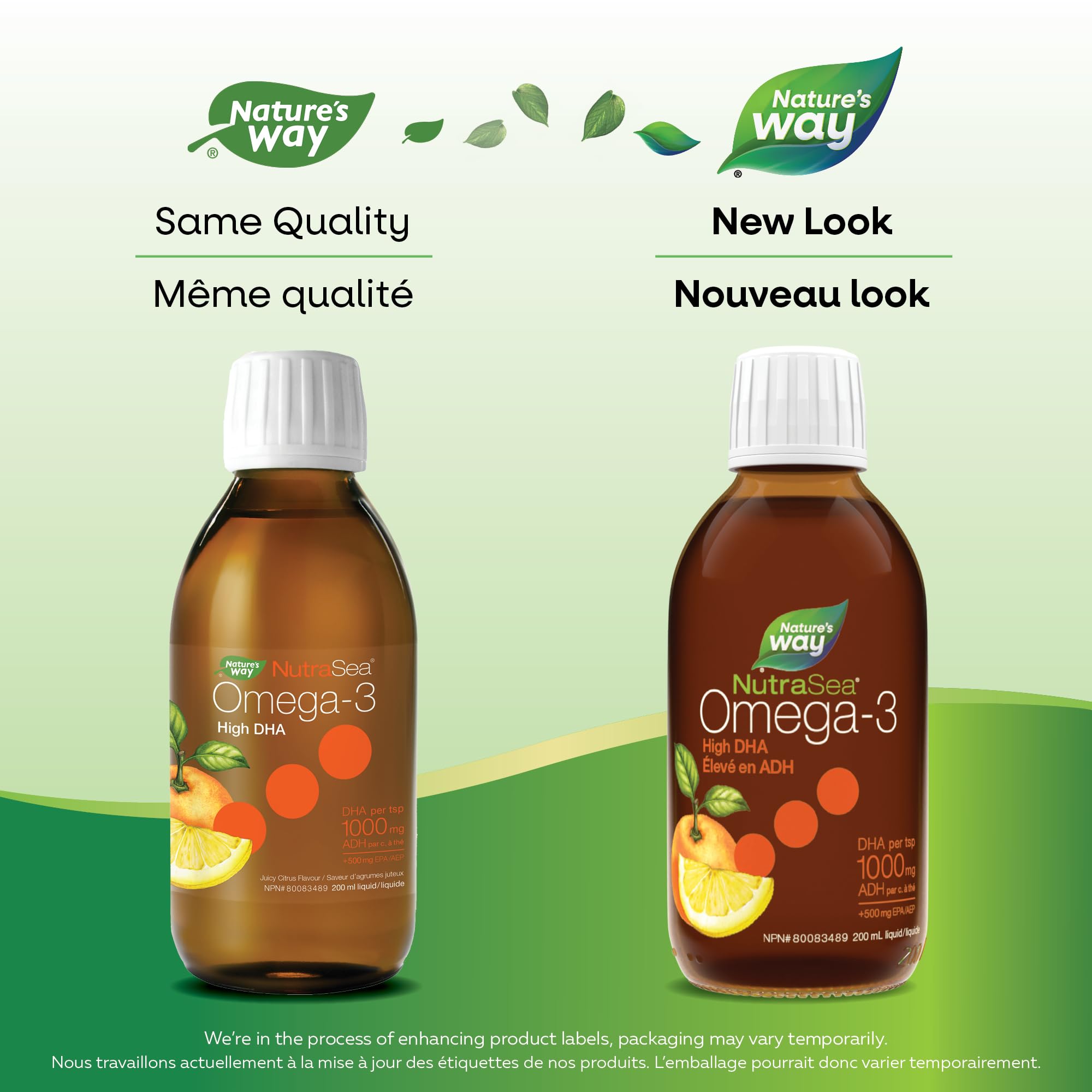 Nature's Way NutraSea High DHA Omega 3 Fish Oil Liquid Supplement for Adults and Kids Ages 14+ – Juicy Citrus Flavour, Non-GMO – Brain & Cognitive Support – 1500mg EPA & DHA, 200 mL 🍁 All In One Marketplace Canada