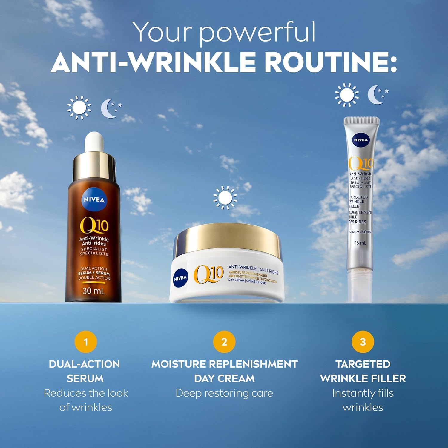 NIVEA Q10 Power Anti-Wrinkle Moisture Replenishment Day Face Cream, Anti Wrinkle Firming Cream, Q10 and Argan Oil, Face Moisturizer for Dry to Very Dry Skin, Visibly Reduces the Look of Wrinkles, 50mL 🍁 All In One Marketplace Canada