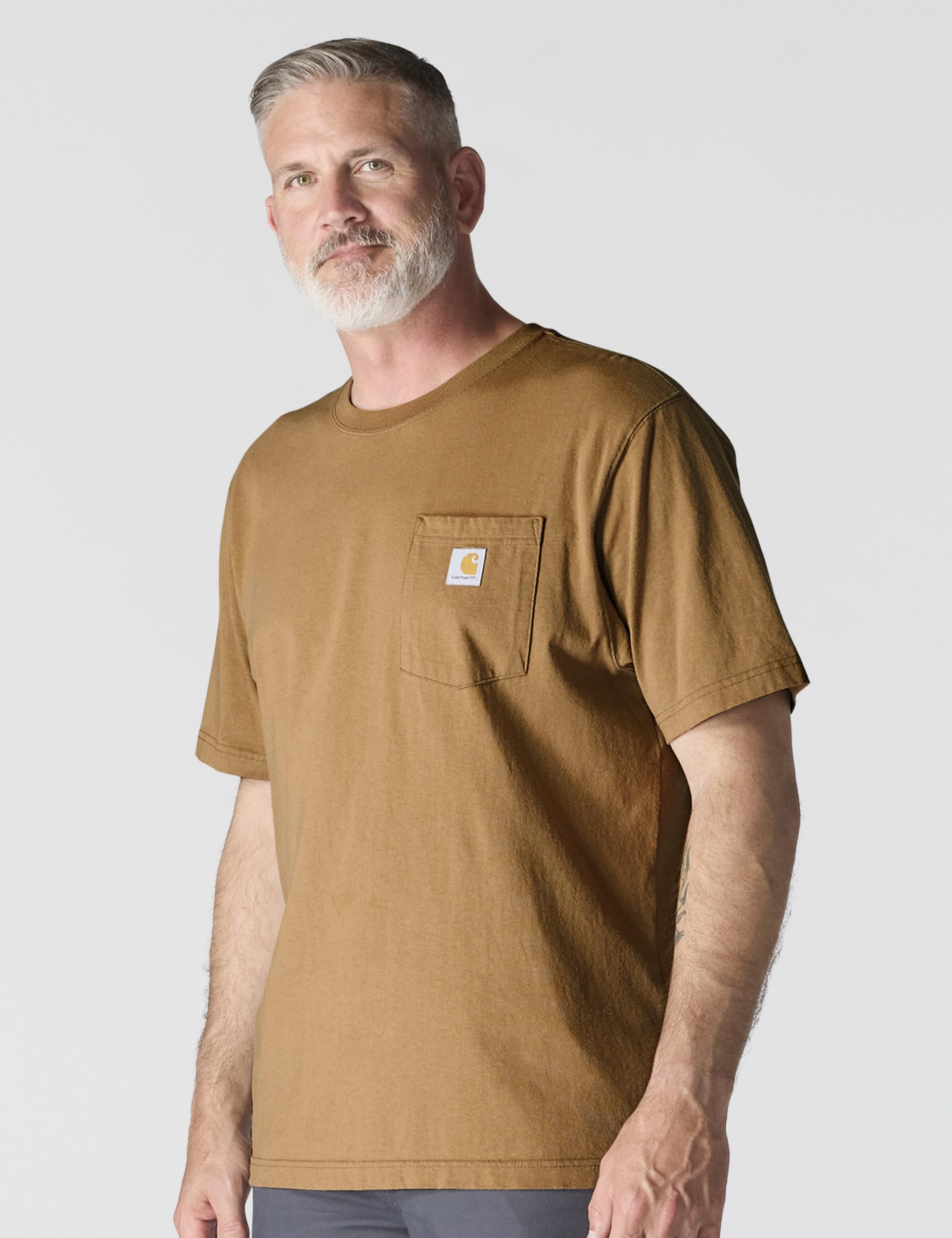 Carhartt Men's Loose Fit Heavyweight Short-Sleeve Pocket T-Shirt (Also Available in Big & Tall), Brown, Large 🍁 All In One Marketplace Canada
