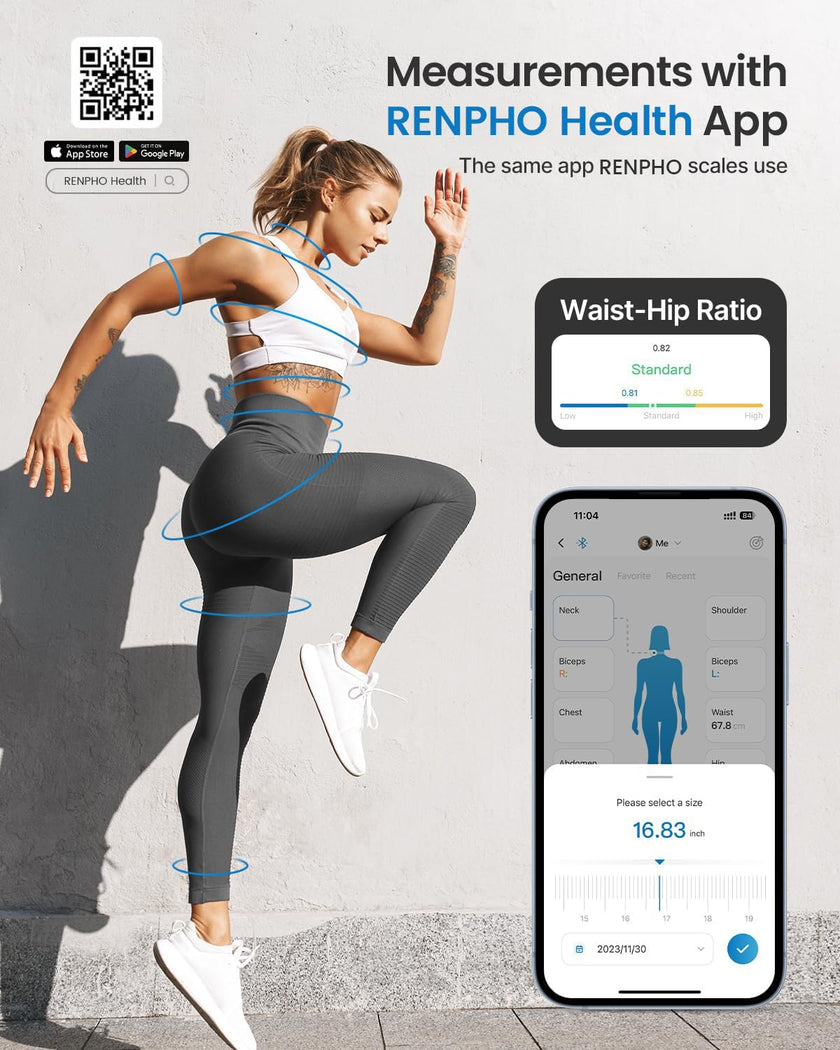 Smart Tape Measure RENPHO Bluetooth Measuring Tapes for Body Measurement Muscle Gain Fitness Bodybuilding Retractable Circumferences Inches & cm 🍁 All In One Marketplace Canada
