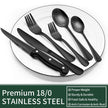 24-Piece Black Silverware Set with Steak Knives, Black Flatware Set for 4, Food-Grade Stainless Steel Tableware Cutlery Set, Mirror Finished Utensil Sets for Home Restaurant 🍁 All In One Marketplace Canada