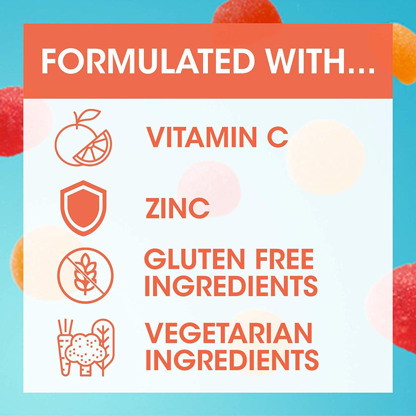 Emergen-C Immune Support Gummies, A Boost of Vitamins and Minerals, Orange, Tangerine & Raspberry Mix, 45 Gummies 🍁 All In One Marketplace Canada