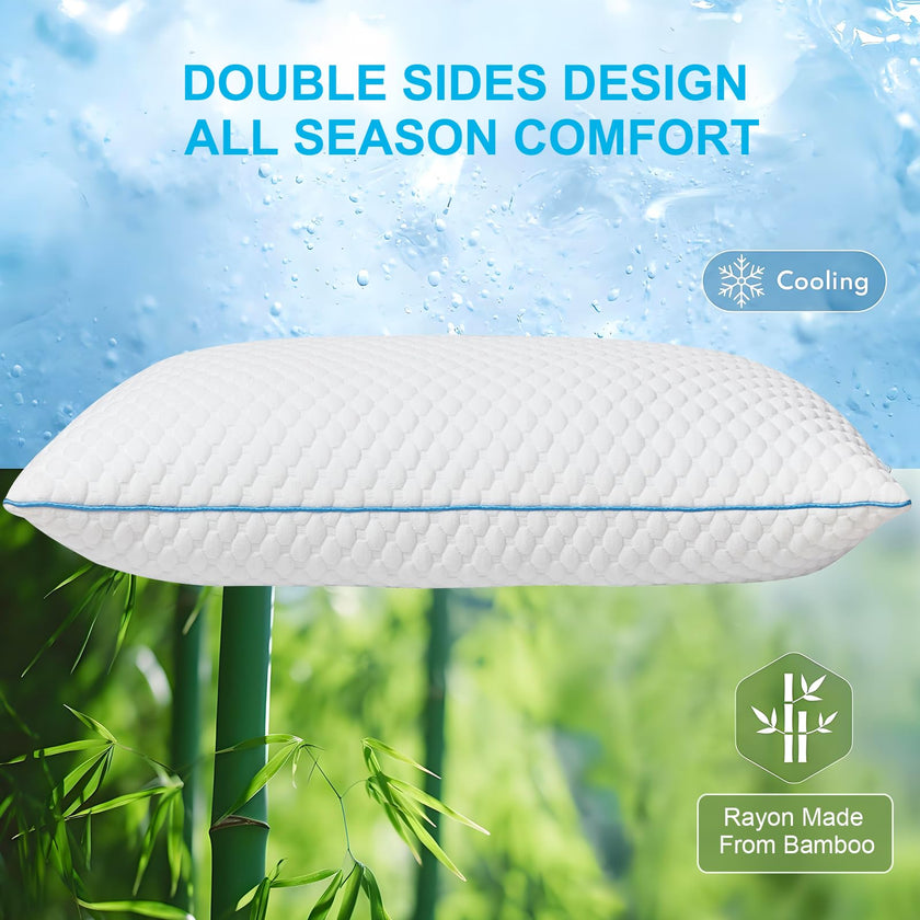 VVZ Cooling Shredded Memory Foam Pillows Queen Size 2 Pack, Adjustable Firm Bed Pillows for Side Back Stomach Sleepers, Luxury Gel Pillow for Hot Sleepers with Breathable Washable Cover 🍁 All In One Marketplace Canada