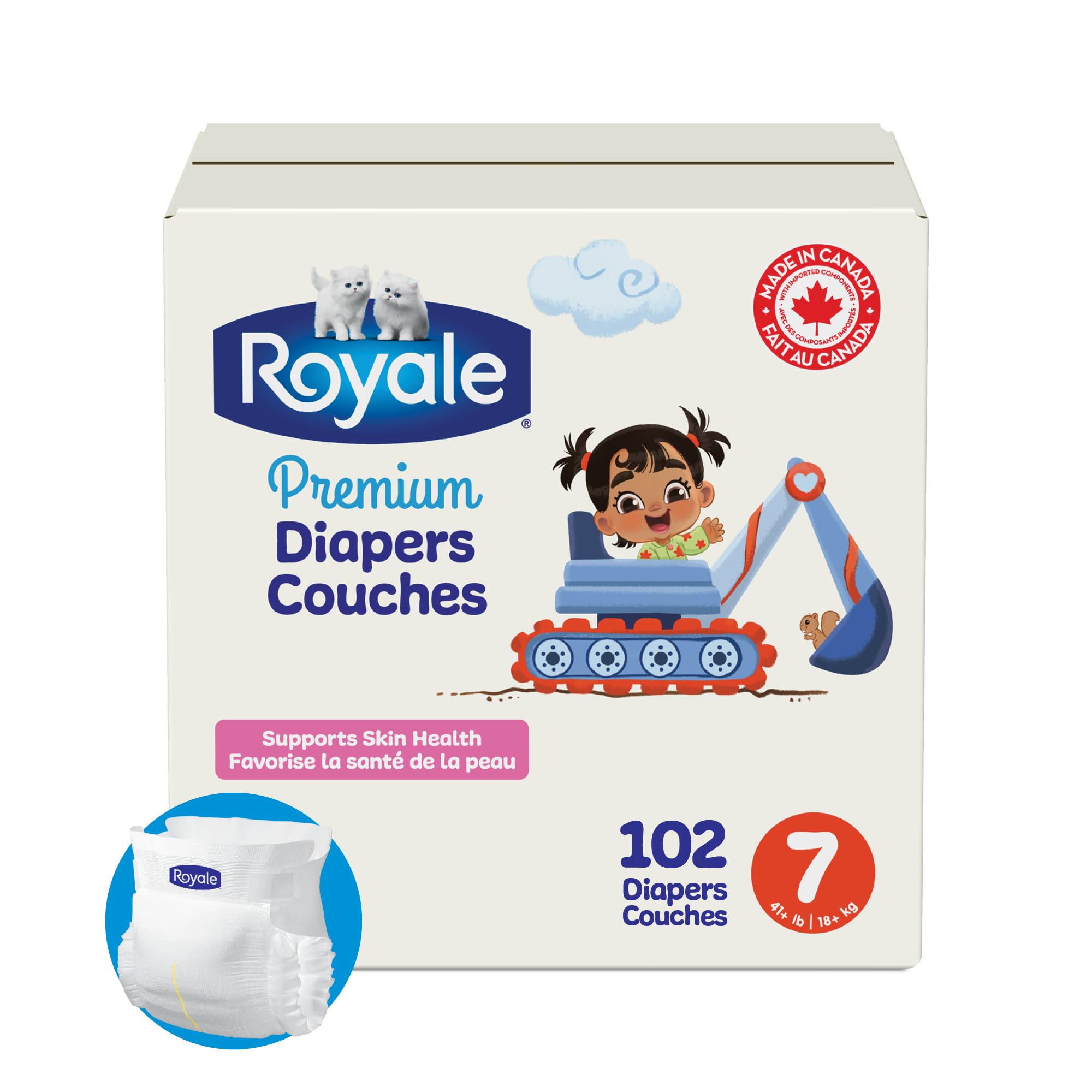 Royale Premium Diapers, Size 7 (41+ lb), 102 Count, Disposable Baby Diapers (Packaging may vary) 🍁 All In One Marketplace Canada
