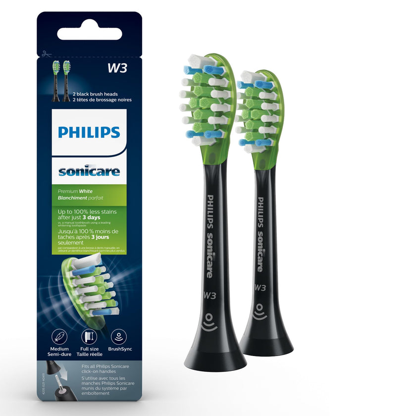 Philips Sonicare W3 Whitening Brush Heads, 2-Pack, 6 Month Supply, Black 🍁 All In One Marketplace Canada
