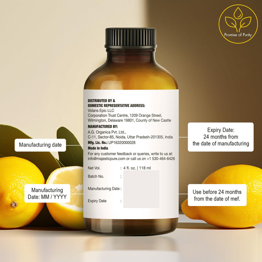 Majestic Pure Lemon Essential Oil - Huge 118 ml - 100% Pure and Natural Oil for Soap Making Scent- Premium Grade with Glass Dropper 🍁 All In One Marketplace Canada