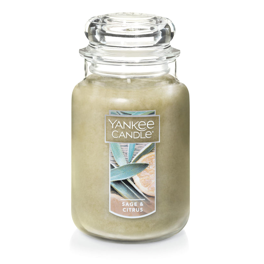 Yankee Candle Scented Candle, Sage & Citrus, Original Large Jar Candle, 110-150 Hours of Burn Time, 22 oz. 🍁 All In One Marketplace Canada