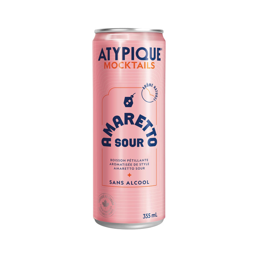 ATYPIQUE Mocktails Non-Alcoholic Cocktail, Amaretto Sour, 355 mL, 12-Count 🍁 All In One Marketplace Canada
